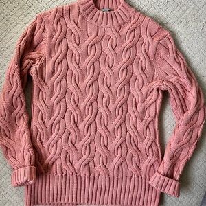 COS Women’s Chunky Cable Knit Sweater  Mock Neck Cottagecore Grandpa Core small